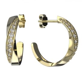 BG zlaté náušnice polokruh 1361 Žluté zlato - 585 Diamant