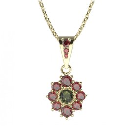 BG přívěs kulatý 017-2 Stříbro 925 - pozlacené Vltavín a granát