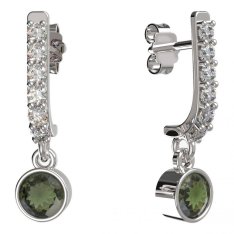 BG zlaté vltavínové náušnice 723 Bílé zlato - 585 Vltavín a diamant