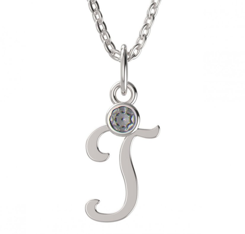 BeKid dětský zlatý přívěsek písmenko T - 1328 Bílé zlato - 585 Diamant