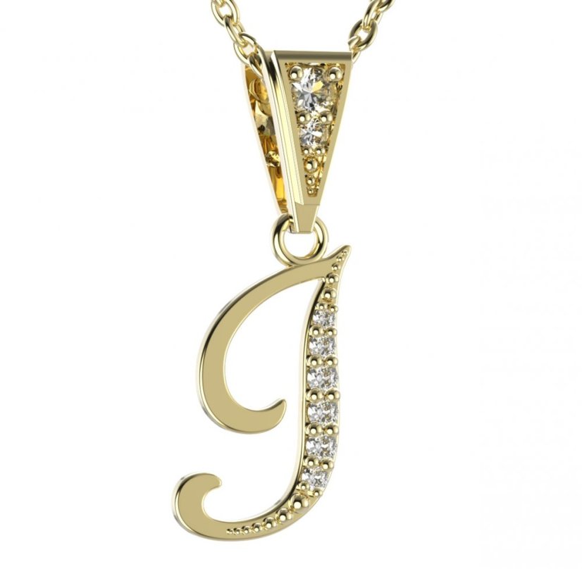 BG zlatý přívěsek písmenko I - 1218 Žluté zlato - 585 Diamant