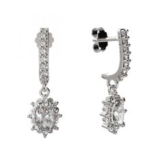 BG zlaté náušnice ovál -  953 Bílé zlato - 585 Diamant