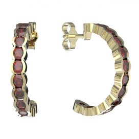 BG náušnice vsazený granát hvězdicový brus  458 Žluté zlato - 585 Granát