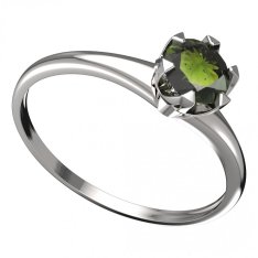 BG vltavínový prsten 872I Bílé zlato - 585 Vltavín