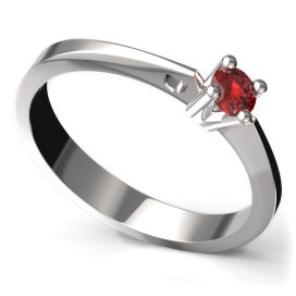 BG zlatý prstýnek 782 Bílé zlato - 585 Červený kubický zirkon
