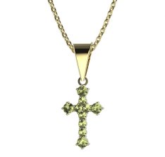 BG zlatý přívěšek křížek 256 Žluté zlato - 585 Zelený kubický zirkon