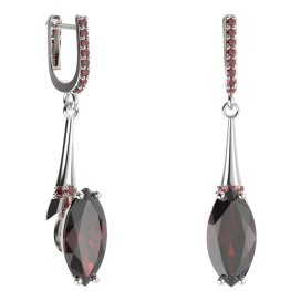BG náušnice s centrálním oválným kamenem 481-C91 Stříbro 925 - rhodium Granát