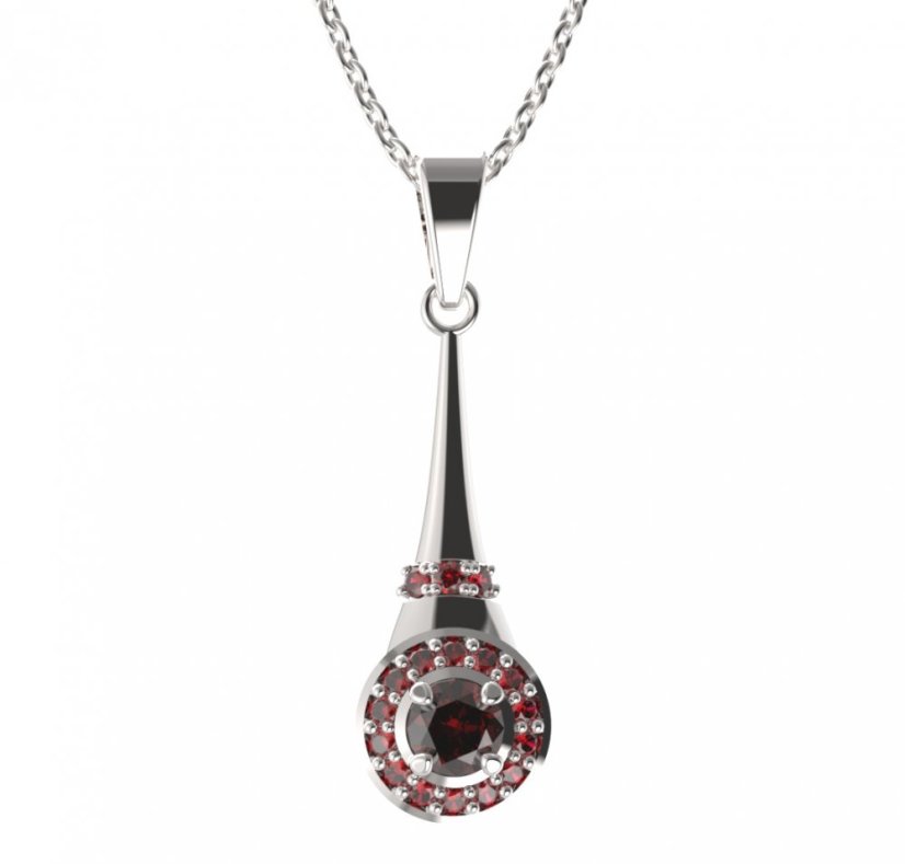 BG přívěs kruhového tvaru 541-C Stříbro 925 - rhodium Granát