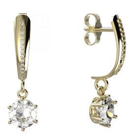BG zlaté náušnice 1295 Žluté zlato - 585 Diamant