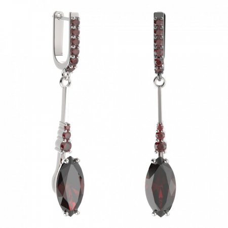 BG earring oval 481-B94 - Metal: Silver 925 - rhodium, Stone: Garnet