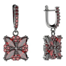 BG solitérní náušnice 408-84 Stříbro 925 - ruthenium (30-90dní) Granát