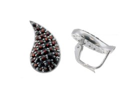 BG náušnice přírodní broušený granát   1095 Bílé zlato - 585 Granát