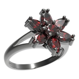 BG prsten ve tvaru hvězdy 520-V Stříbro 925 - ruthenium (30-90dní) Granát
