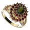 BG prsten oválný 001-Y - Kov: Stříbro 925 - rhodium, Kámen: Vltavín a granát