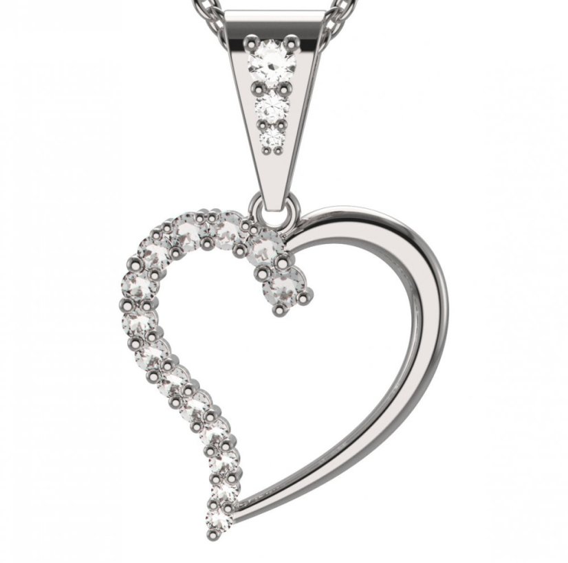BG zlatý diamantový přívěšek srdíčko 1258 Bílé zlato - 585 Diamant lab-grown