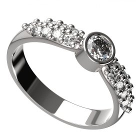 BG zlatý diamantový prstýnek 719 Bílé zlato - 585 Diamant lab-grown