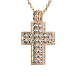BG zlatý diamantový přívěšek křížek 917 Růžové zlato 585 (30-90dní) Diamant lab-grown