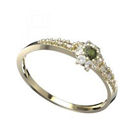 BG vltavínový prsten 886D Žluté zlato - 585 Vltavín a diamant