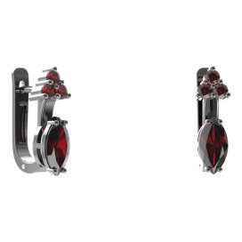 BG náušnice s centrálním oválným kamenem 483-87 Stříbro 925 - ruthenium (30-90dní) Granát