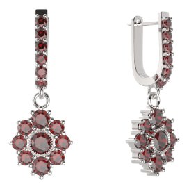 BG kulaté náušnice 017-94 Stříbro 925 - rhodium Granát