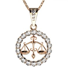 BG zlatý diamantový přívěšek Váhy 044 Růžové zlato 585 (30-90dní) Diamant lab-grown