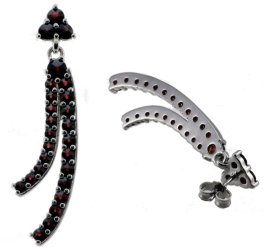 BG náušnice s přírodním granátem z Čech 559 Bílé zlato - 585 Granát