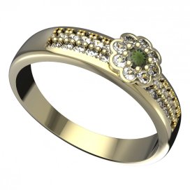 BG vltavínový prsten 552F Žluté zlato - 585 Vltavín a diamant