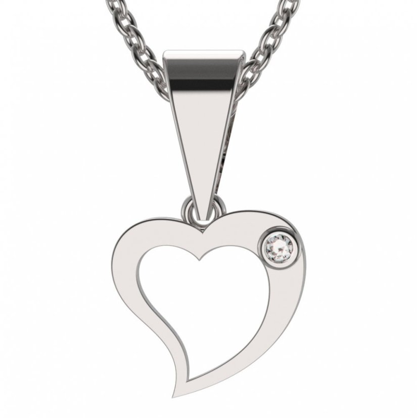 BG zlatý diamantový přívěšek srdíčko 1269 Bílé zlato - 585 Diamant lab-grown