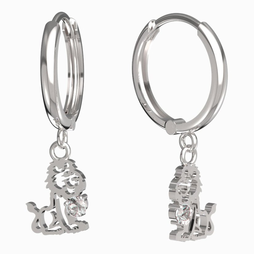 BeKid dětské náušnice lev 1191 Bílé zlato - 585 Diamant