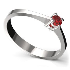 BG zlatý prstýnek 777 Bílé zlato - 585 Červený kubický zirkon