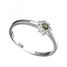BG vltavínový prsten 886C Bílé zlato - 585 Vltavín a diamant