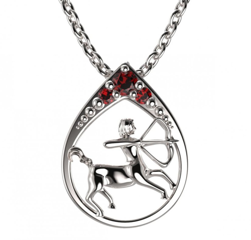 BG granátový přívěšek Střelec 047 Stříbro 925 - rhodium Granát