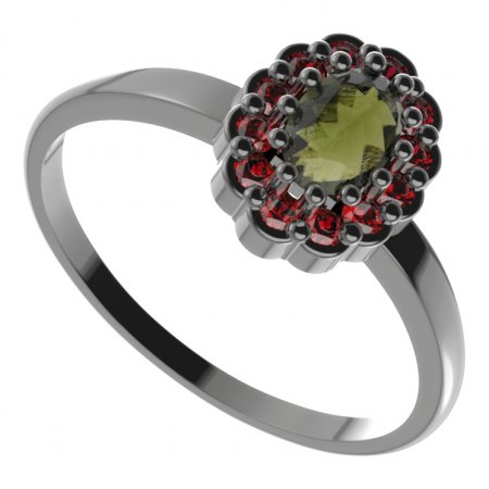 BG prsten oválný 433-I - Kov: Stříbro 925 - rhodium, Kámen: Granát