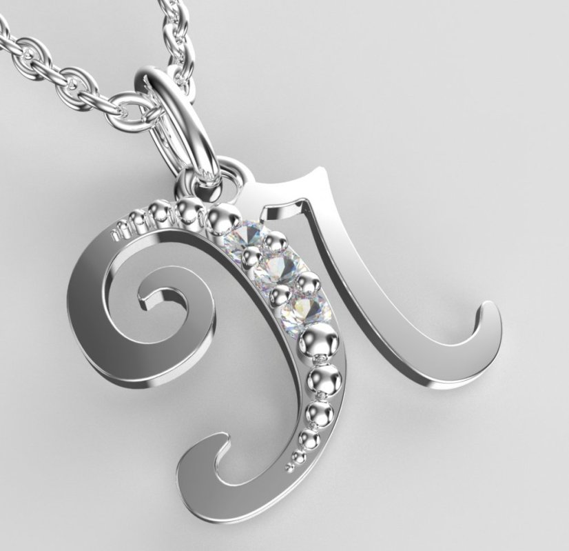 BeKid dětský zlatý přívěsek písmenko N - 1523 Bílé zlato - 585 Diamant