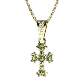 BG zlatý přívěšek křížek 267 Žluté zlato - 585 Zelený kubický zirkon