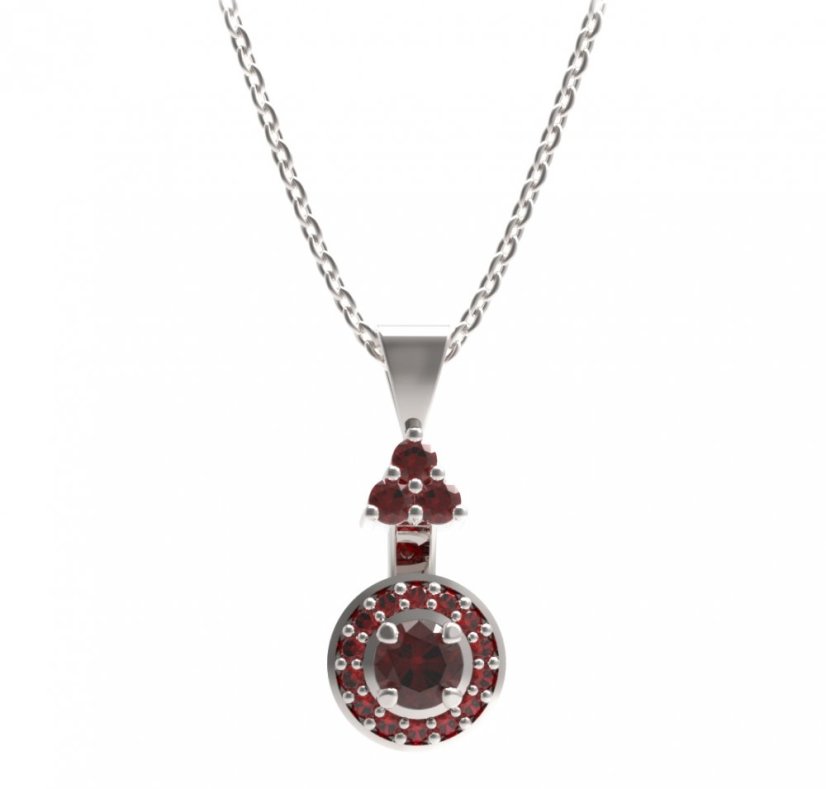 BG přívěs kruhového tvaru 541-87 Stříbro 925 - rhodium Granát