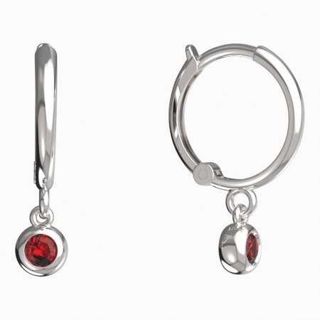 BeKid, Gold kids earrings -101 - Switching on: Circles 12 mm, Metal: White gold 585, Stone: Red cubic zircon