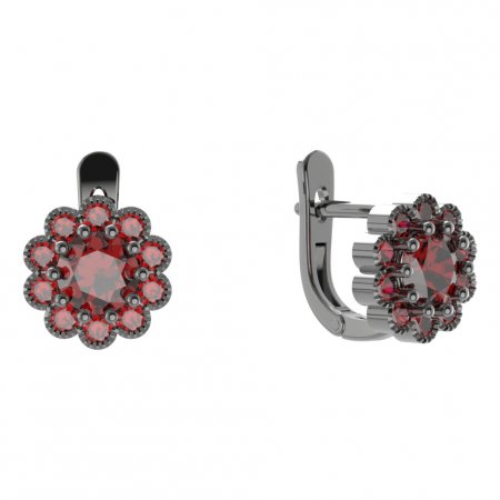 BG earring circular 149-07 - Metal: Silver 925 - rhodium, Stone: Garnet