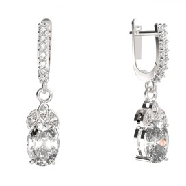 BG zlaté náušnice 961 Bílé zlato - 585 Bílý kubický zirkon