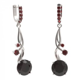 BG náušnice kruhového tvaru 475-P93 Stříbro 925 - rhodium Granát