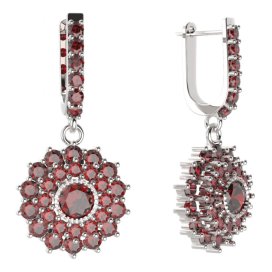 BG kulaté náušnice 004-94 Stříbro 925 - rhodium Granát