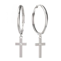 BG zlaté  náušnice křížek 1103 Bílé zlato - 585 Diamant