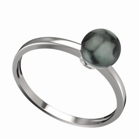 BG zlatý prstýnek s perlou 561 C Bílé zlato - 585 Tahiti perla