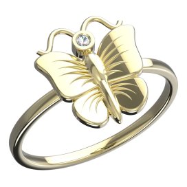 BeKid dětský prsten  motýlek 823 Žluté zlato - 585 Bílý kubický zirkon