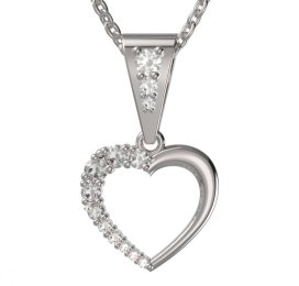BG zlatý diamantový přívěšek srdíčko 1255 Bílé zlato - 585 Diamant lab-grown