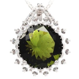 BG přívěs kruhováho tvaru 512-90 Stříbro 925 - rhodium Vltavín a  kubický zirkon