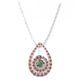 BG přívěs kruhového tvaru 541-90 Stříbro 925 - rhodium Vltavín a granát