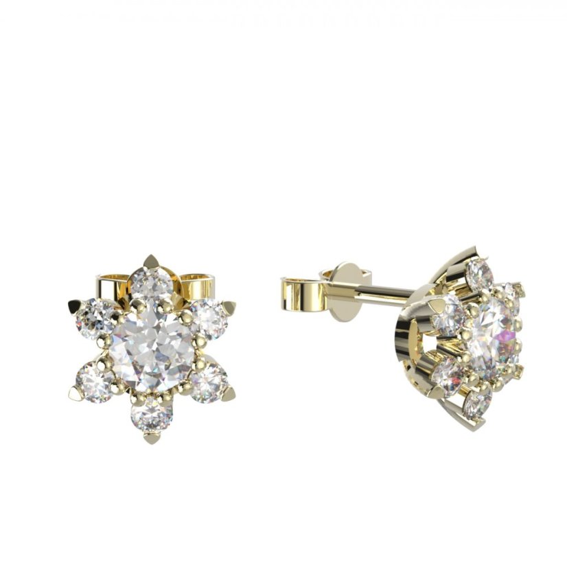 BG zlaté diamantové náušnice hvězdička 978 Žluté zlato - 585 Diamant lab-grown