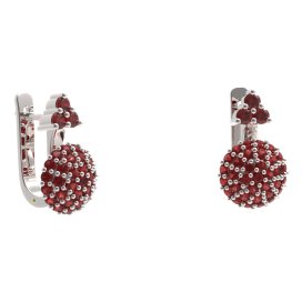 BG náušnice sférického tvaru 534-87 Stříbro 925 - rhodium Granát
