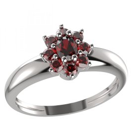 BG prsten s oválným kamenem 627-I Stříbro 925 - rhodium Granát